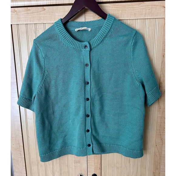 Abercrombie & Fitch Sweaters - Abercrombie & Fitch short sleeve button up knit Cardigan Sweater green size L